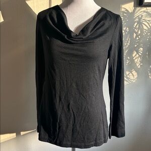 Ibex Merino Wool Diana Cowl Neck Black Long Sleeve Top